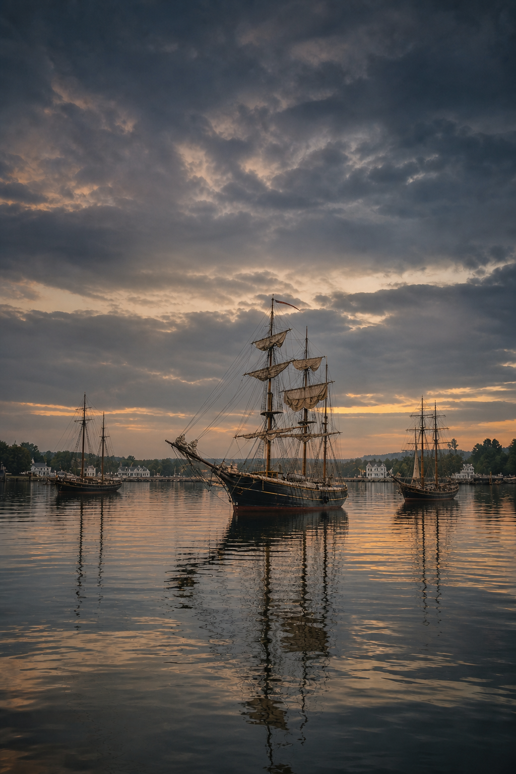 Ships in Harbor with Smaller Vessels Ships in Harbor with Smaller Vessels